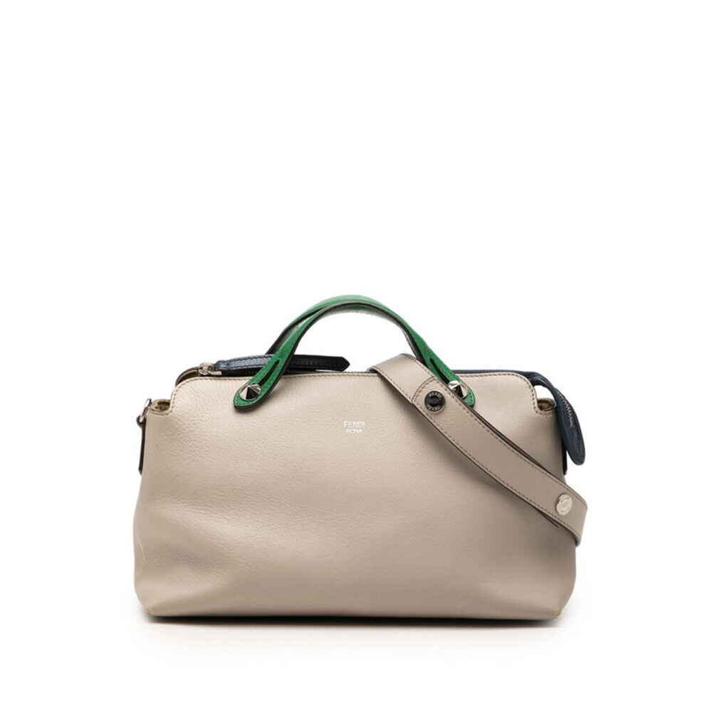 FENDI Gray Leather Shoulder Bag